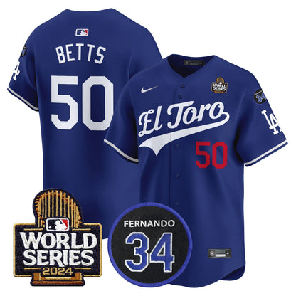 Dodgers El Toro 2024 World Series Patch Vapor Premier Limited Jersey - All Stitched