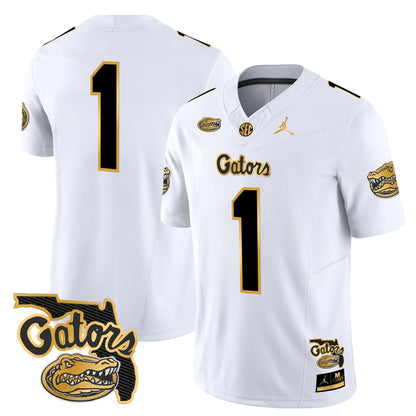 Florida Gators 2024 Florida Patch Gold Vapor Limited Jersey - All Stitched