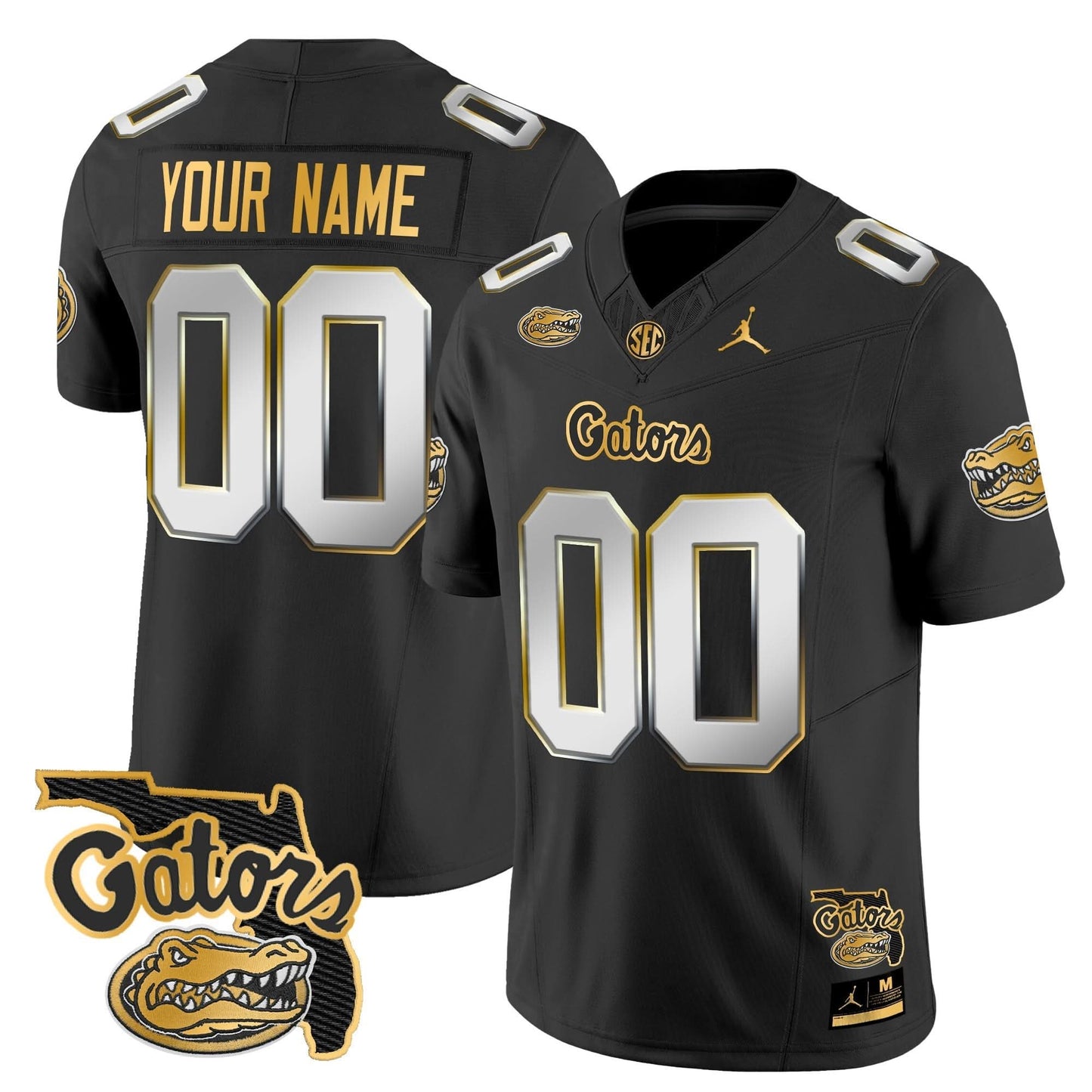 Florida Gators 2024 Florida Patch Gold Vapor Limited Custom Jersey - All Stitched