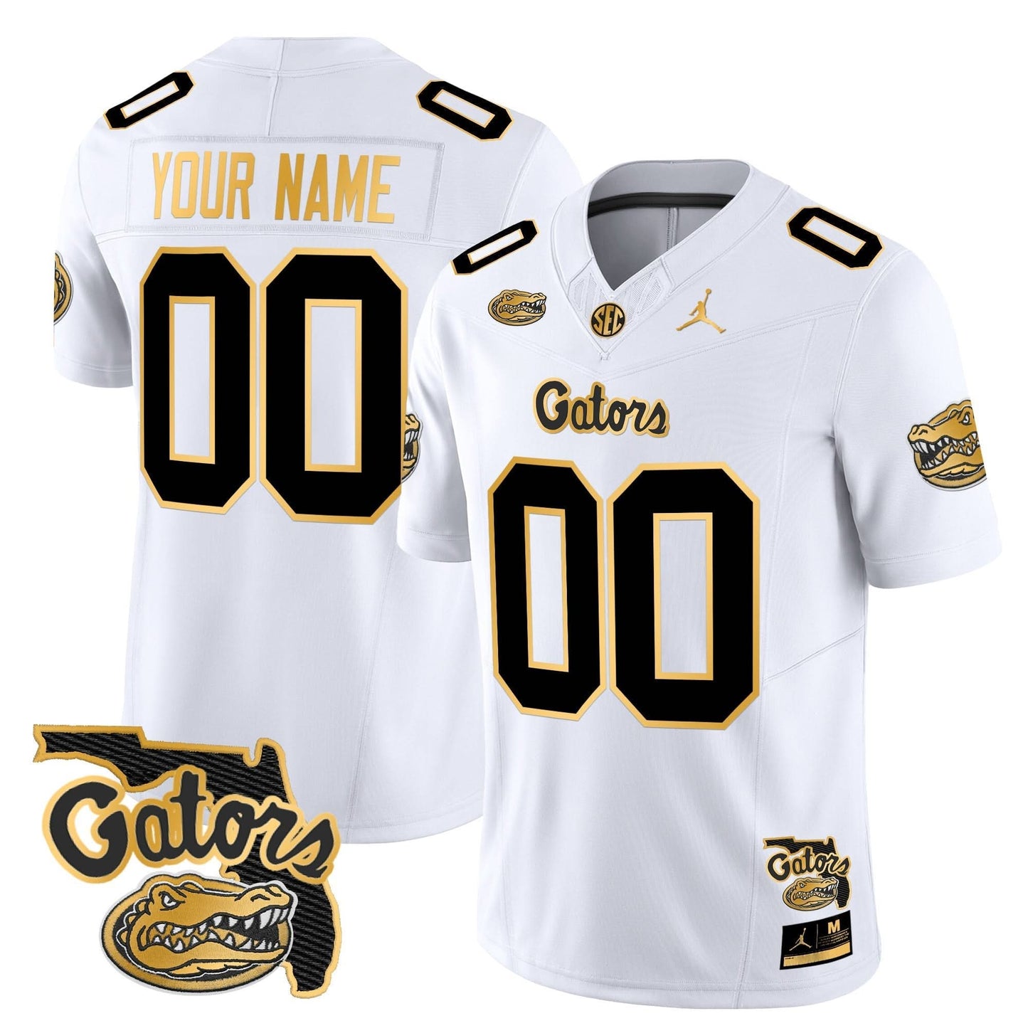 Florida Gators 2024 Florida Patch Gold Vapor Limited Custom Jersey - All Stitched