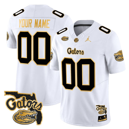 Florida Gators 2024 Florida Patch Gold Vapor Limited Custom Jersey - All Stitched