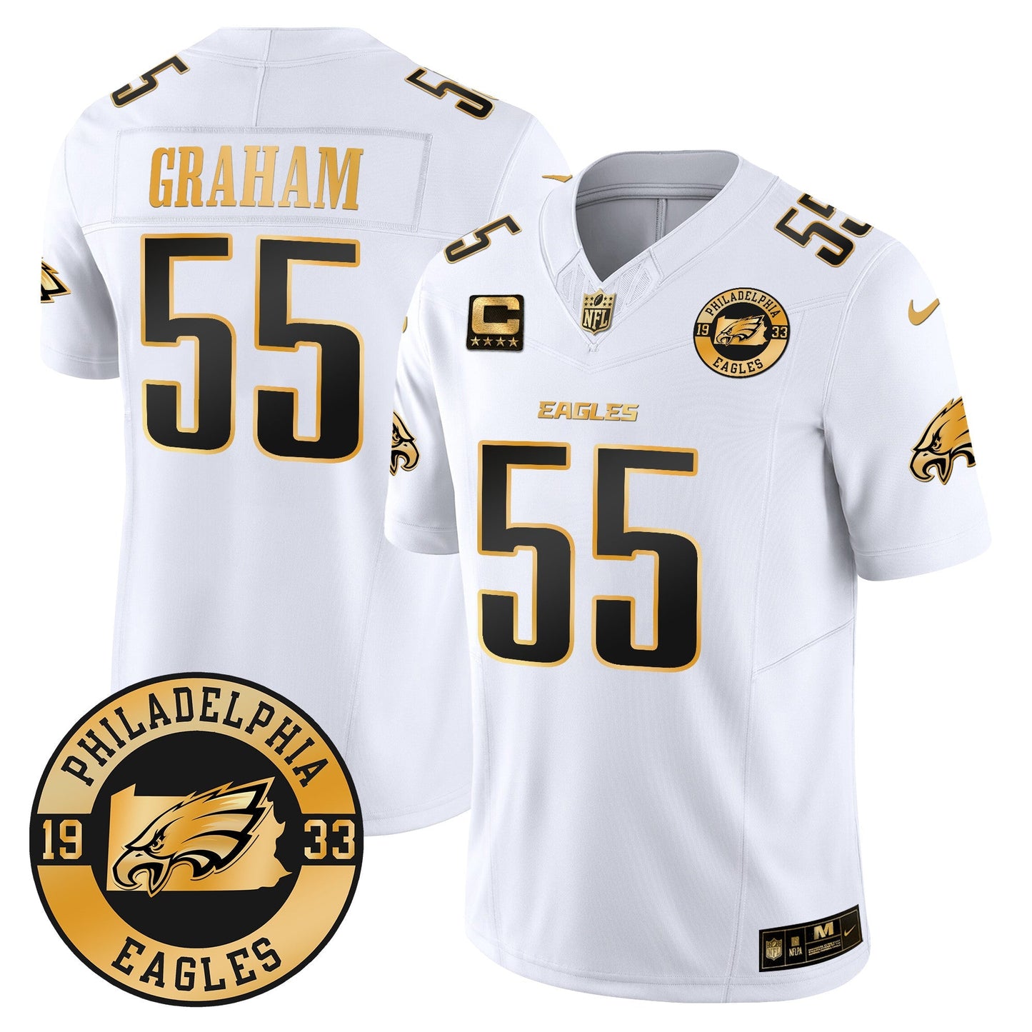 Eagles 2024 Gold Vapor Limited Jersey - Est. 1933 Patch - All Stitched