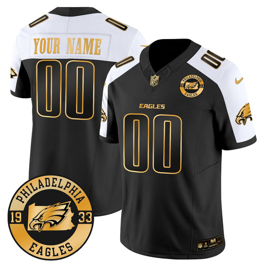 Eagles 2024 Gold Vapor Limited Custom Jersey - Est. 1933 Patch - Stitched