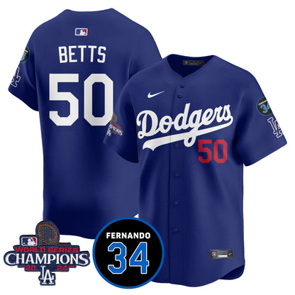 LA Dodgers - World Series Champions 2024/Fernando Valenzuela Memorial Jersey - All Stitched N08
