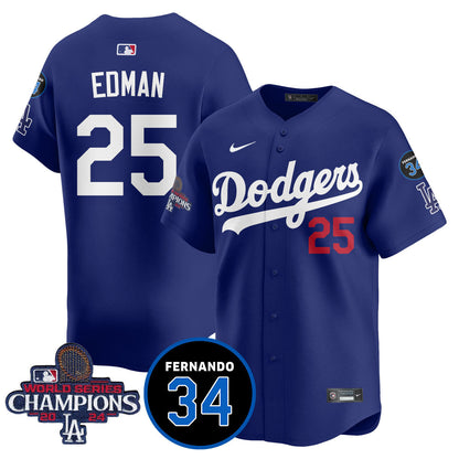 LA Dodgers - World Series Champions 2024/Fernando Valenzuela Memorial Jersey - All Stitched N1