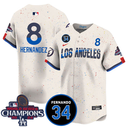 LA Dodgers - World Series Champions 2024/Fernando Valenzuela Memorial Jersey - All Stitched N1