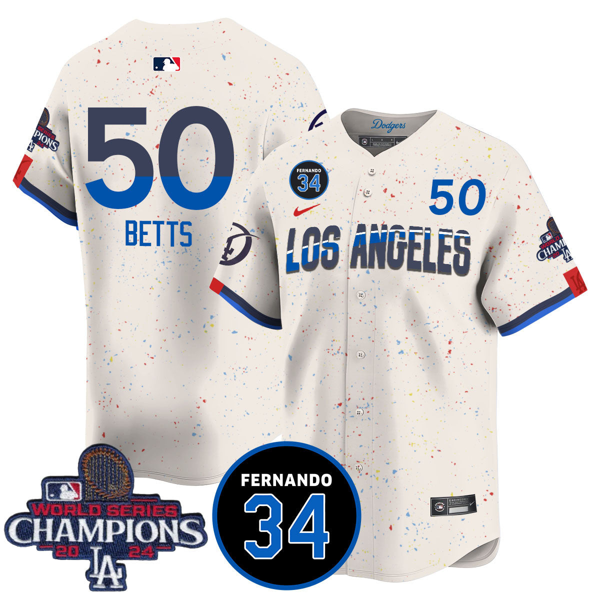LA Dodgers - World Series Champions 2024/Fernando Valenzuela Memorial Jersey - All Stitched N1