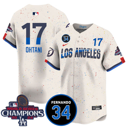 LA Dodgers - World Series Champions 2024/Fernando Valenzuela Memorial Jersey - All Stitched N08