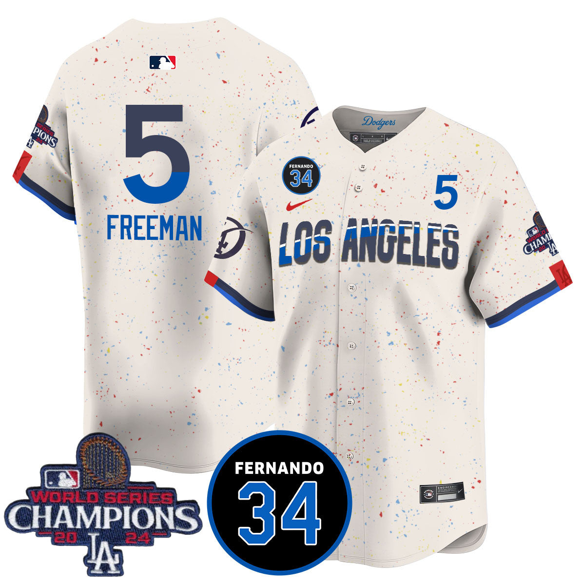 LA Dodgers - World Series Champions 2024/Fernando Valenzuela Memorial Jersey - All Stitched N08