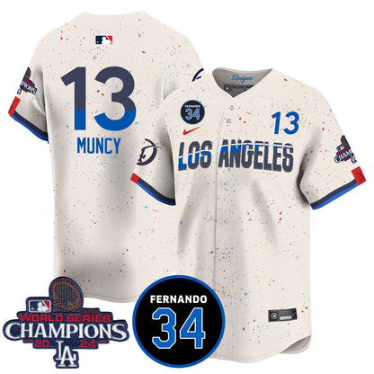 LA Dodgers - World Series Champions 2024/Fernando Valenzuela Memorial Jersey - All Stitched N08