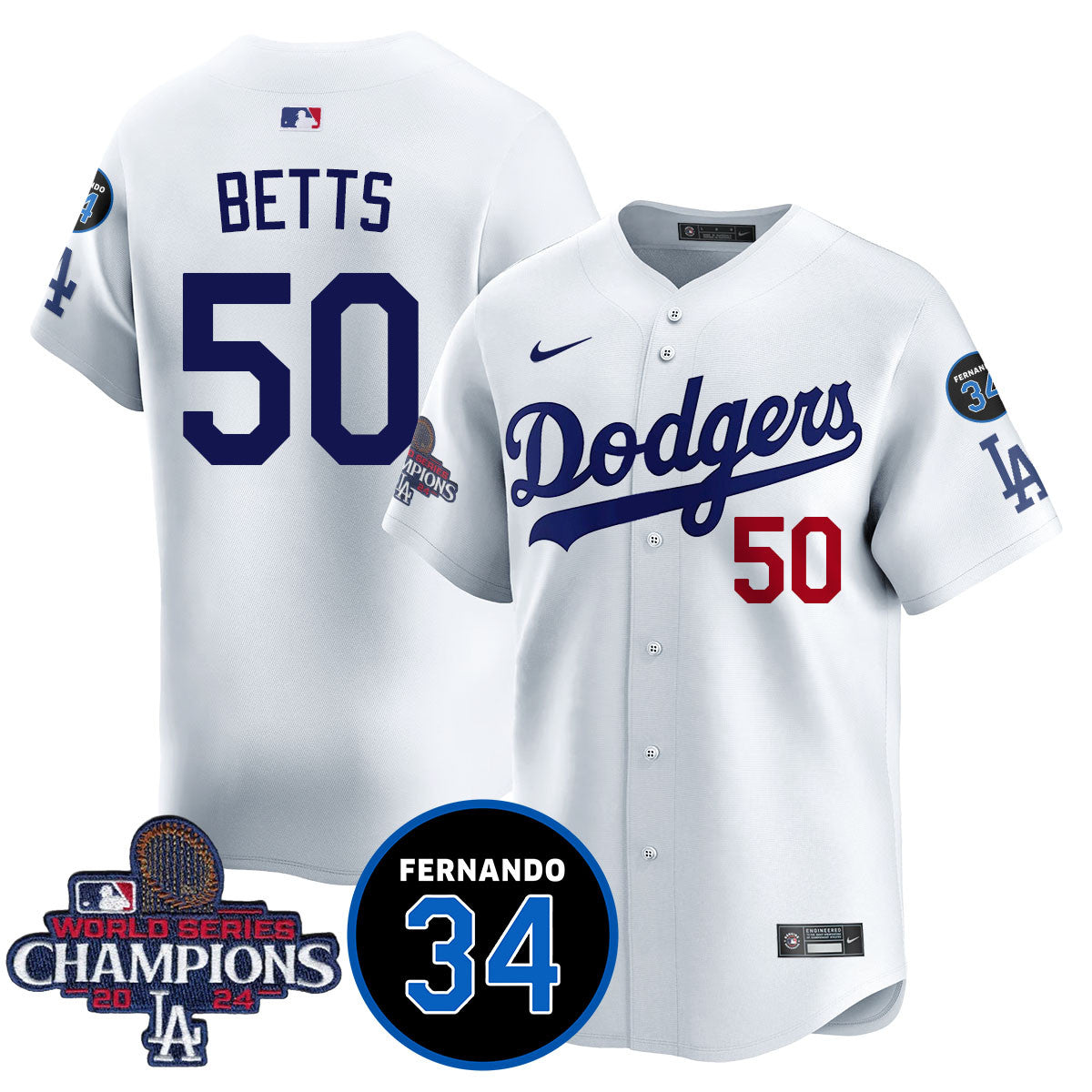 LA Dodgers - World Series Champions 2024/Fernando Valenzuela Memorial Jersey - All Stitched N1