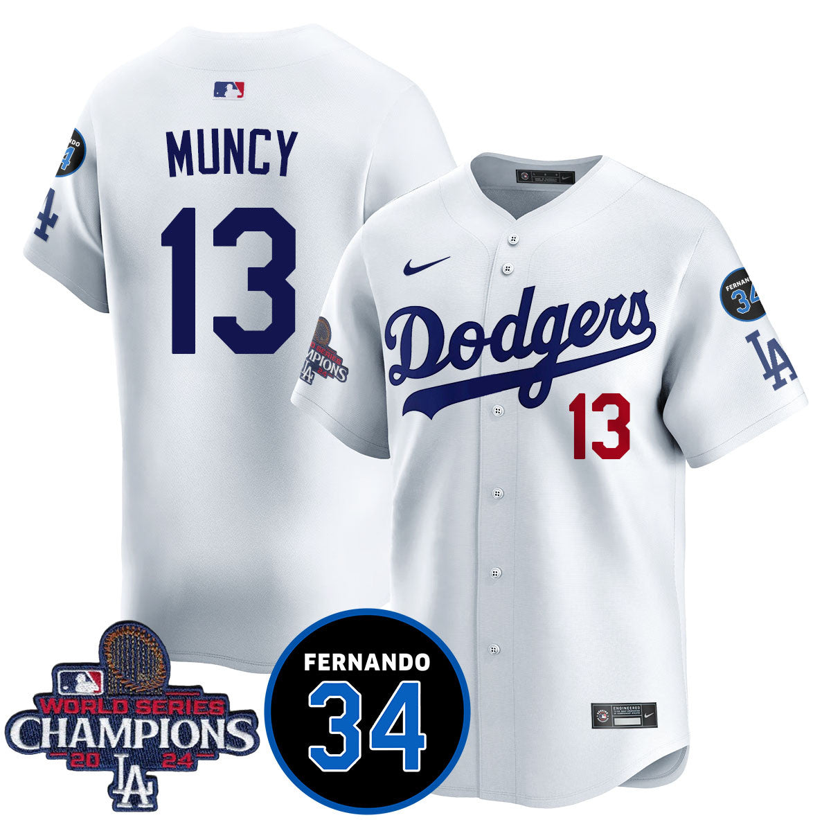 LA Dodgers - World Series Champions 2024/Fernando Valenzuela Memorial Jersey - All Stitched N08