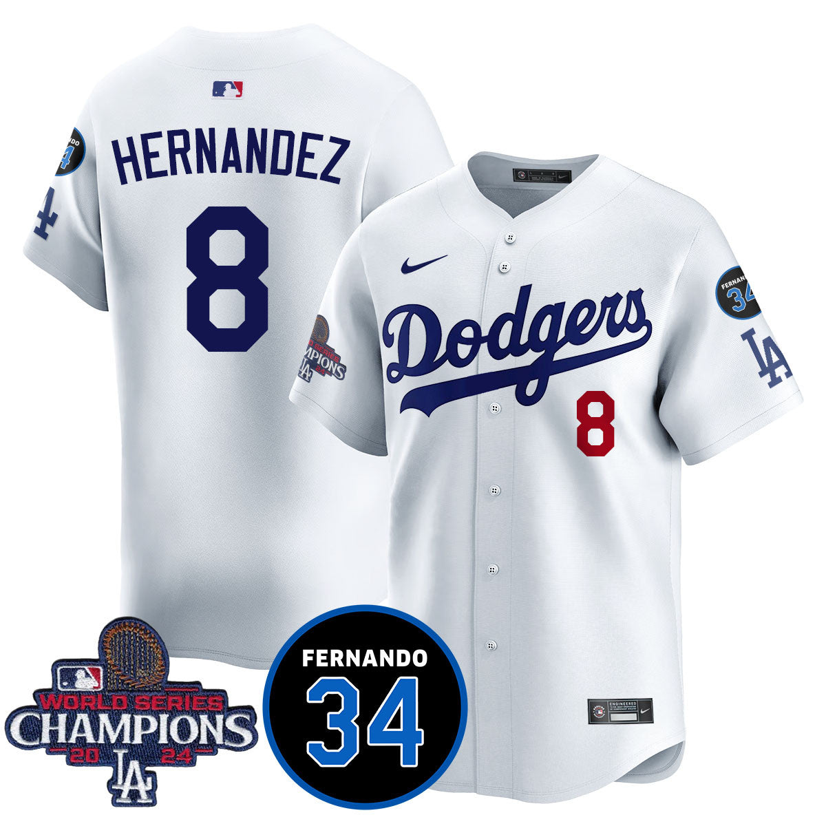 LA Dodgers - World Series Champions 2024/Fernando Valenzuela Memorial Jersey - All Stitched N08