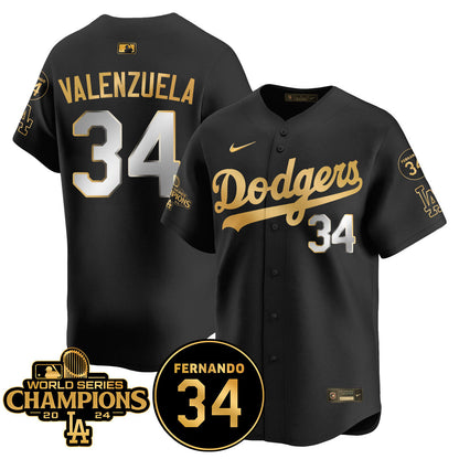 LA Dodgers - World Series Champions 2024/Fernando Valenzuela Memorial Jersey - All Stitched N08