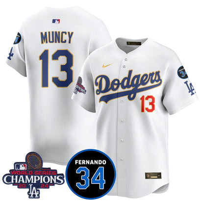 LA Dodgers - World Series Champions 2024/Fernando Valenzuela Memorial Jersey - All Stitched N08