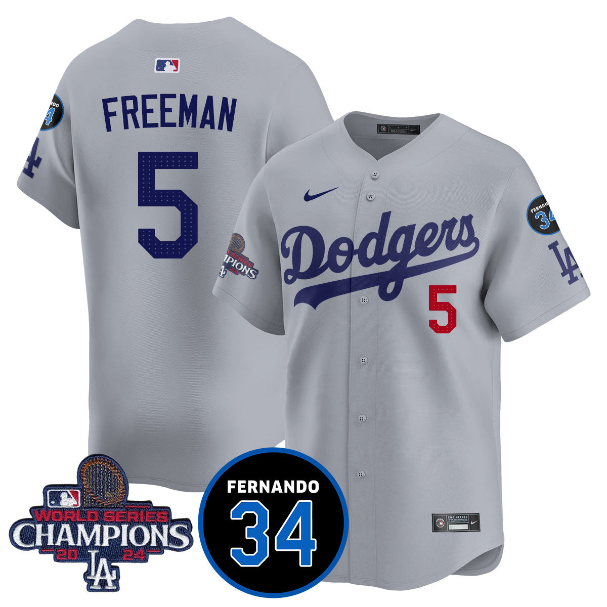 LA Dodgers - World Series Champions 2024/Fernando Valenzuela Memorial Jersey - All Stitched N1