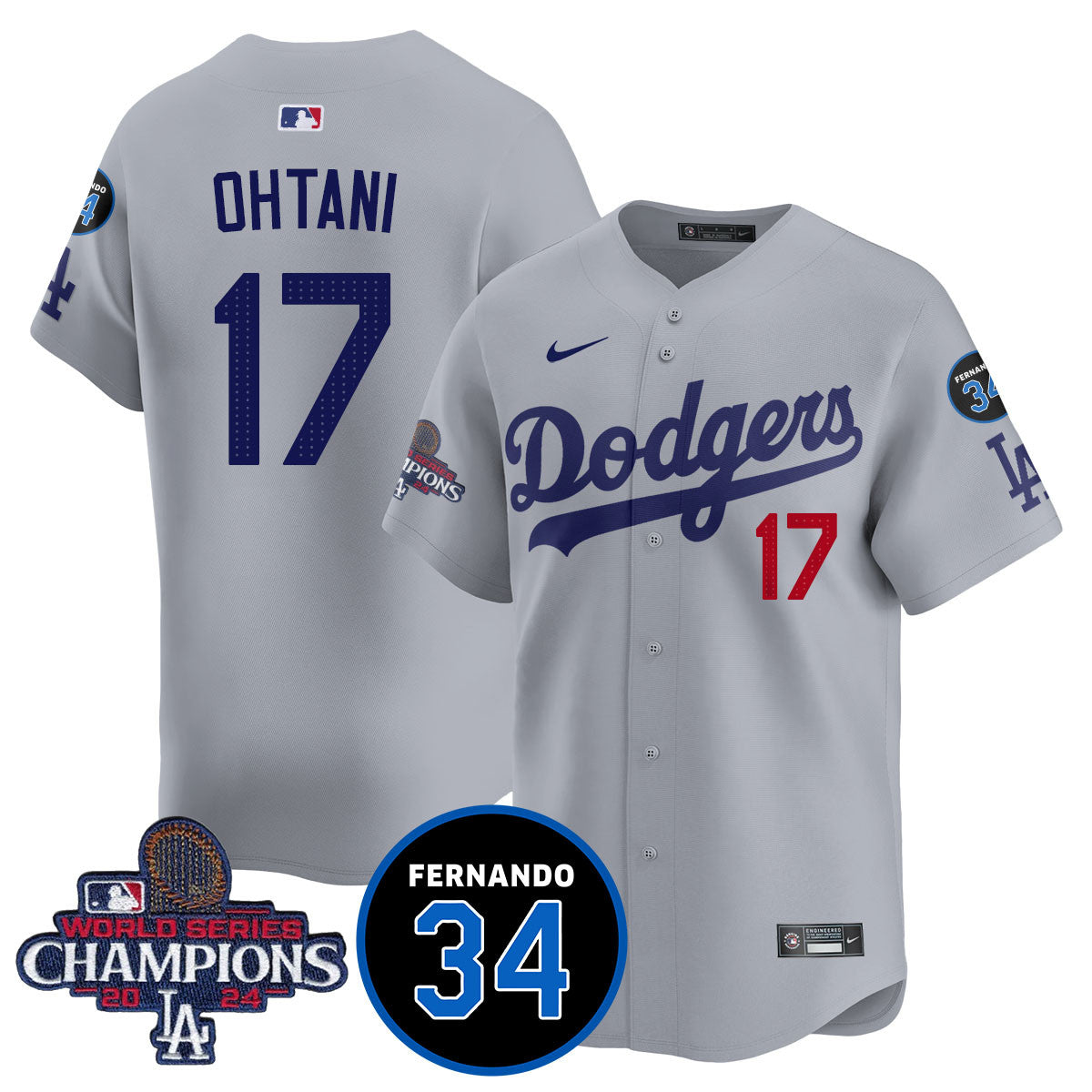 LA Dodgers - World Series Champions 2024/Fernando Valenzuela Memorial Jersey - All Stitched N08