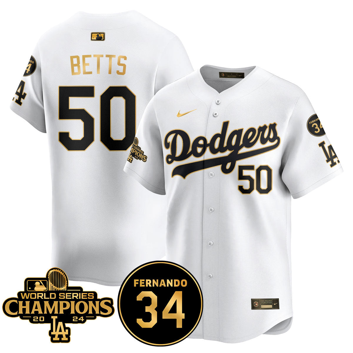 LA Dodgers - World Series Champions 2024/Fernando Valenzuela Memorial Jersey - All Stitched N08