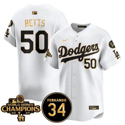LA Dodgers - World Series Champions 2024/Fernando Valenzuela Memorial Jersey - All Stitched N08
