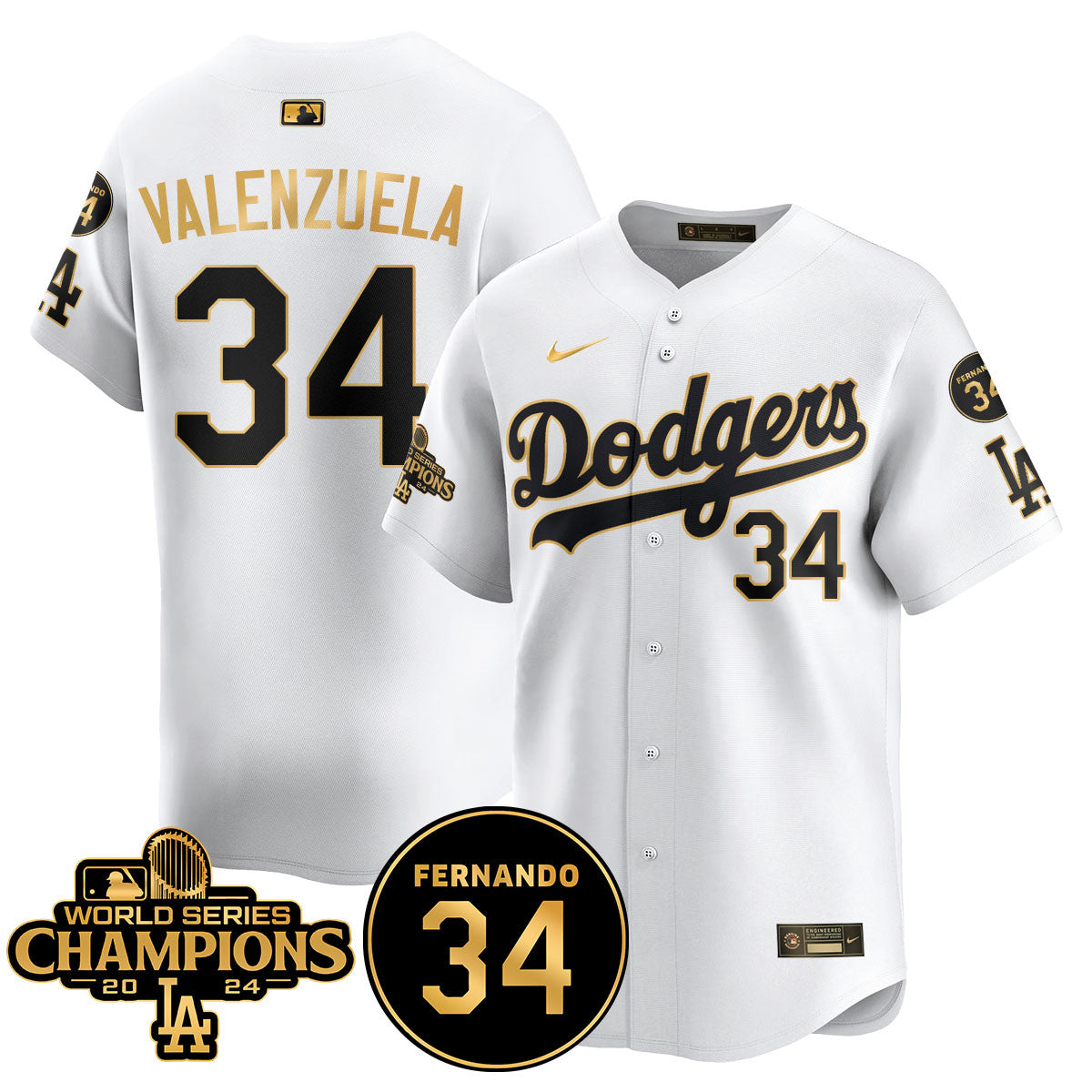 LA Dodgers - World Series Champions 2024/Fernando Valenzuela Memorial Jersey - All Stitched N1