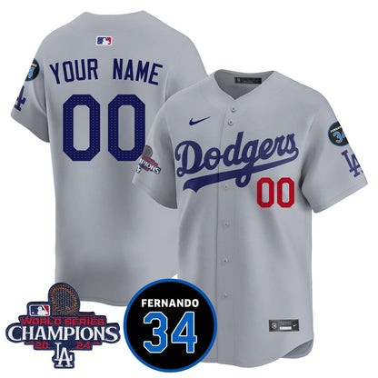 Custom Name/Gender LA Dodgers - World Series Champions 2024/Fernando Valenzuela Memorial Jersey - All Stitched N1