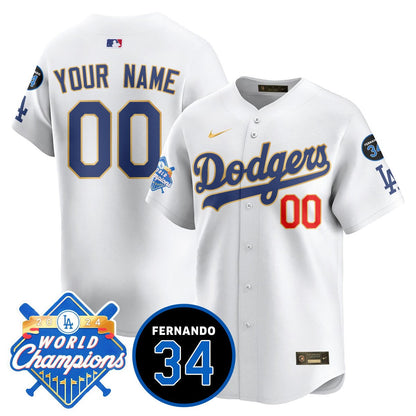 Custom Name/Gender LA Dodgers - World Series Champions 2024/Fernando Valenzuela Memorial Jersey - All Stitched