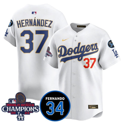LA Dodgers - World Series Champions 2024/Fernando Valenzuela Memorial Jersey - All Stitched N08
