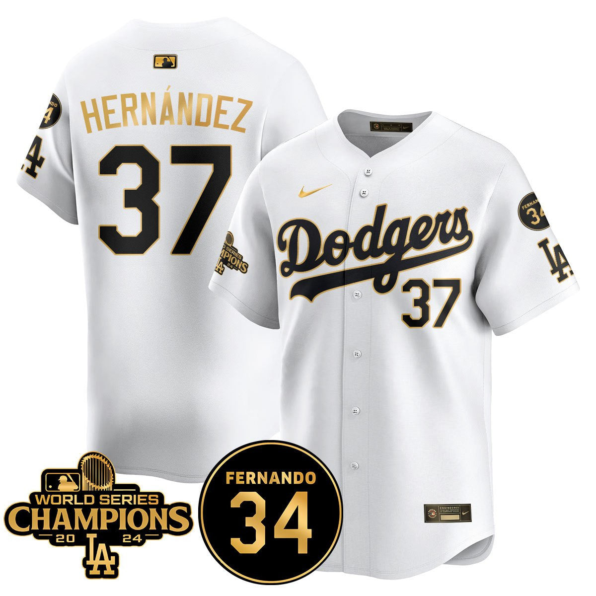 LA Dodgers - World Series Champions 2024/Fernando Valenzuela Memorial Jersey - All Stitched N08