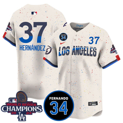 LA Dodgers - World Series Champions 2024/Fernando Valenzuela Memorial Jersey - All Stitched N08