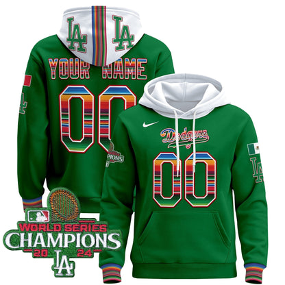 Dodgers Mexico 2024 World Series Champions Custom Pullover Hoodie