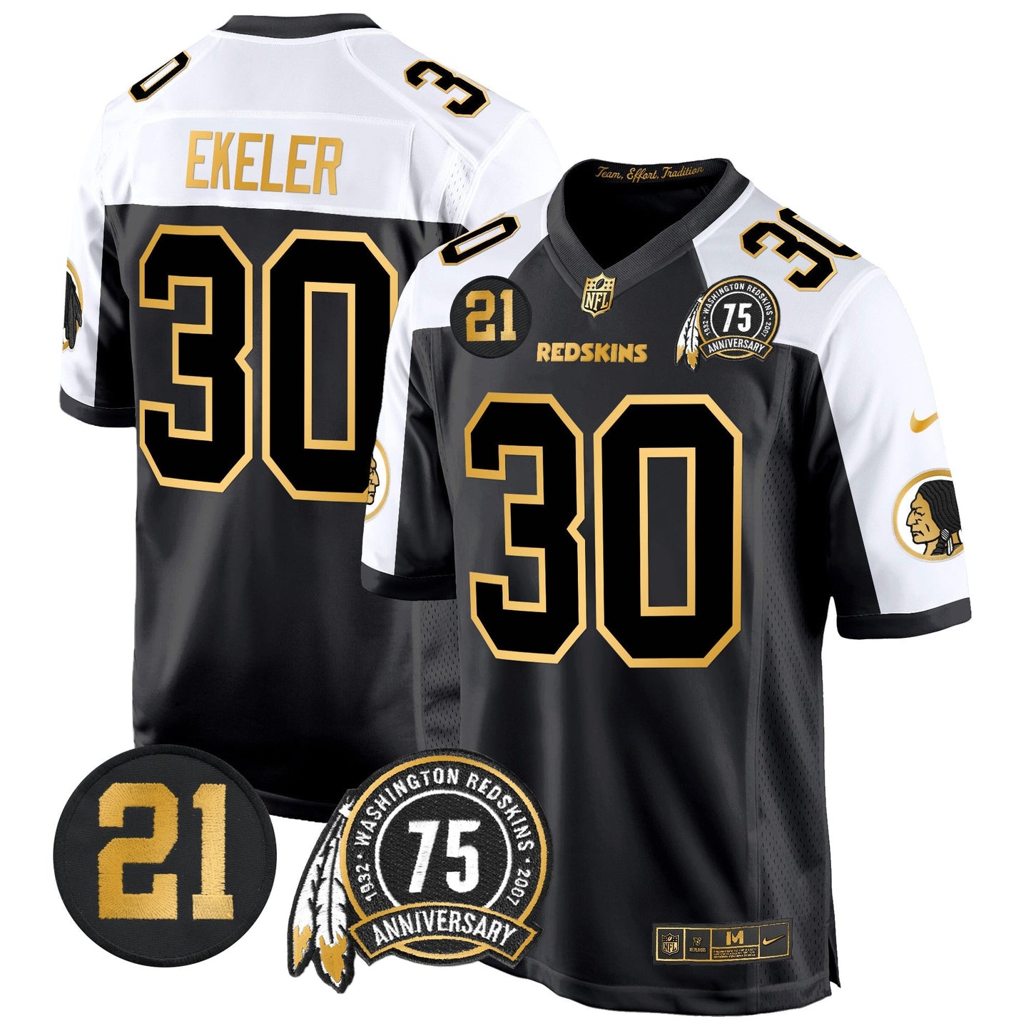 WR 75th & Sean Taylor Patch Gold Game Jersey - All Stitched