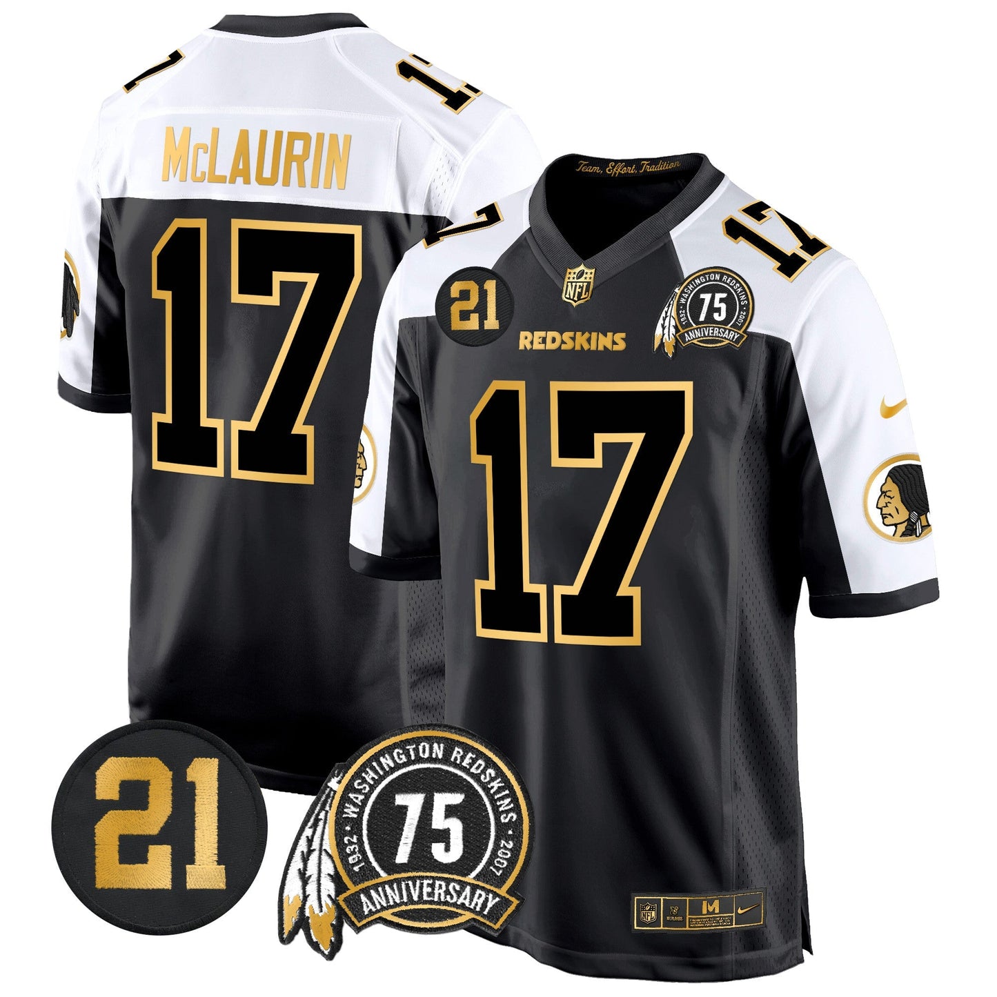 WR 75th & Sean Taylor Patch Gold Game Jersey - All Stitched