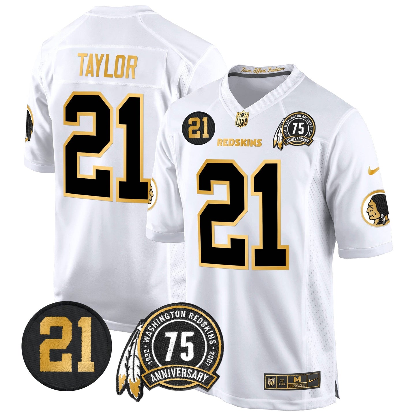 WR 75th & Sean Taylor Patch Gold Game Jersey - All Stitched