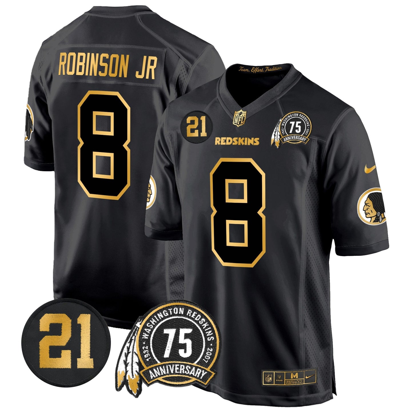 WR 75th & Sean Taylor Patch Gold Game Jersey - All Stitched