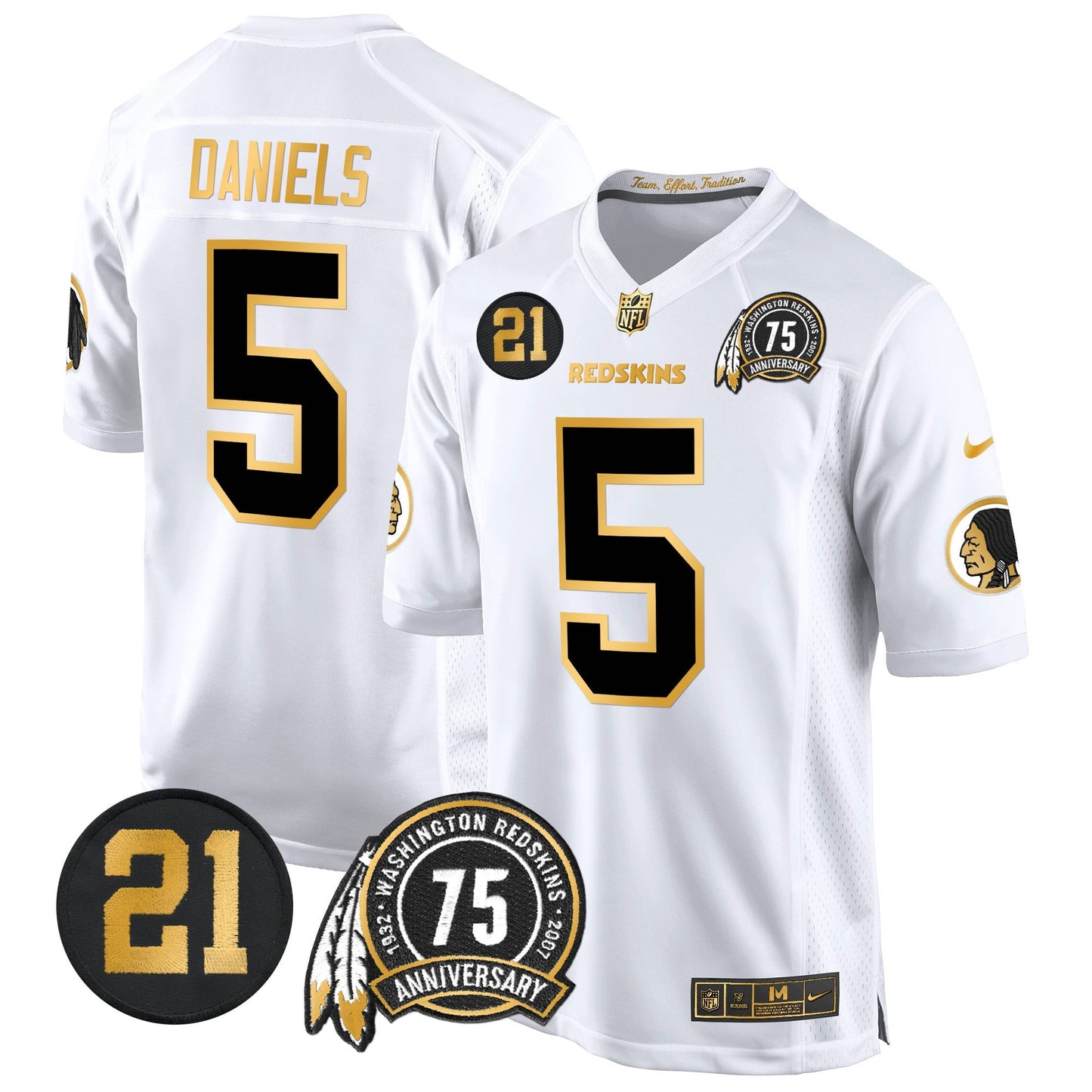 WR 75th & Sean Taylor Patch Gold Game Jersey - All Stitched