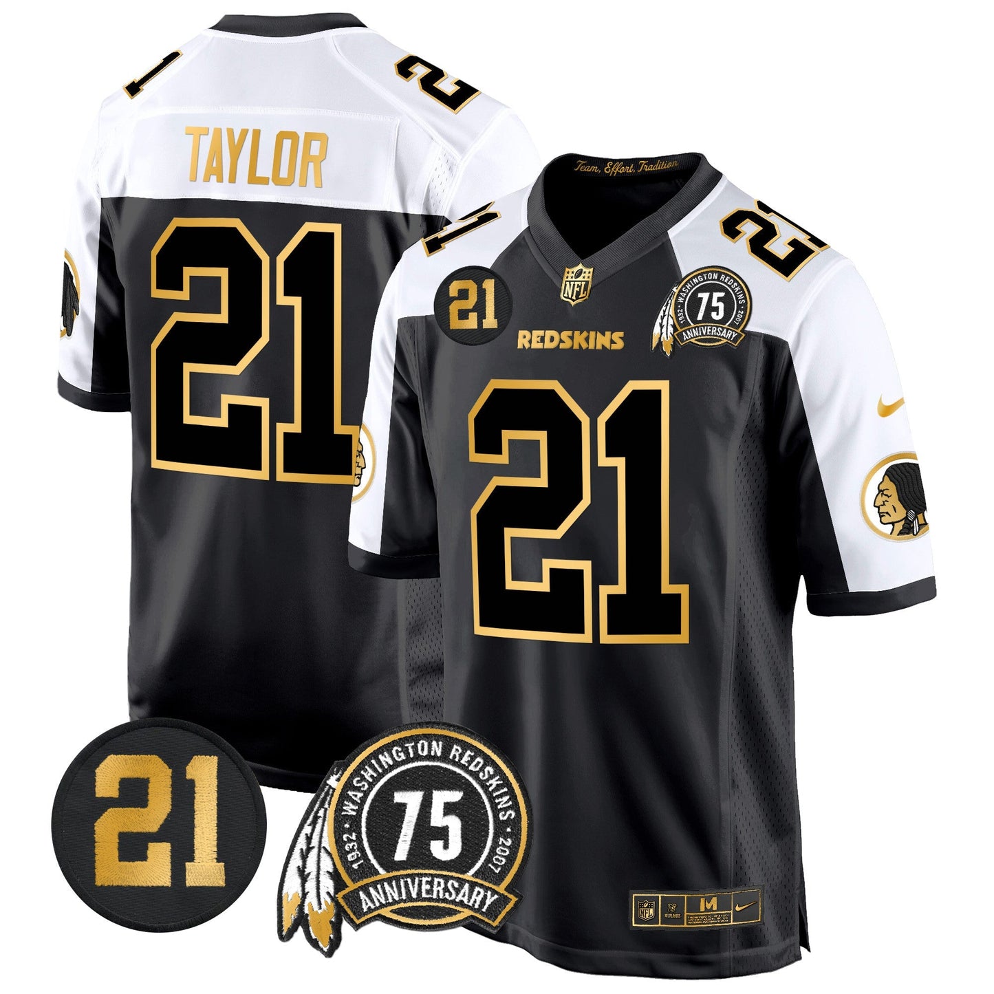 WR 75th & Sean Taylor Patch Gold Game Jersey - All Stitched