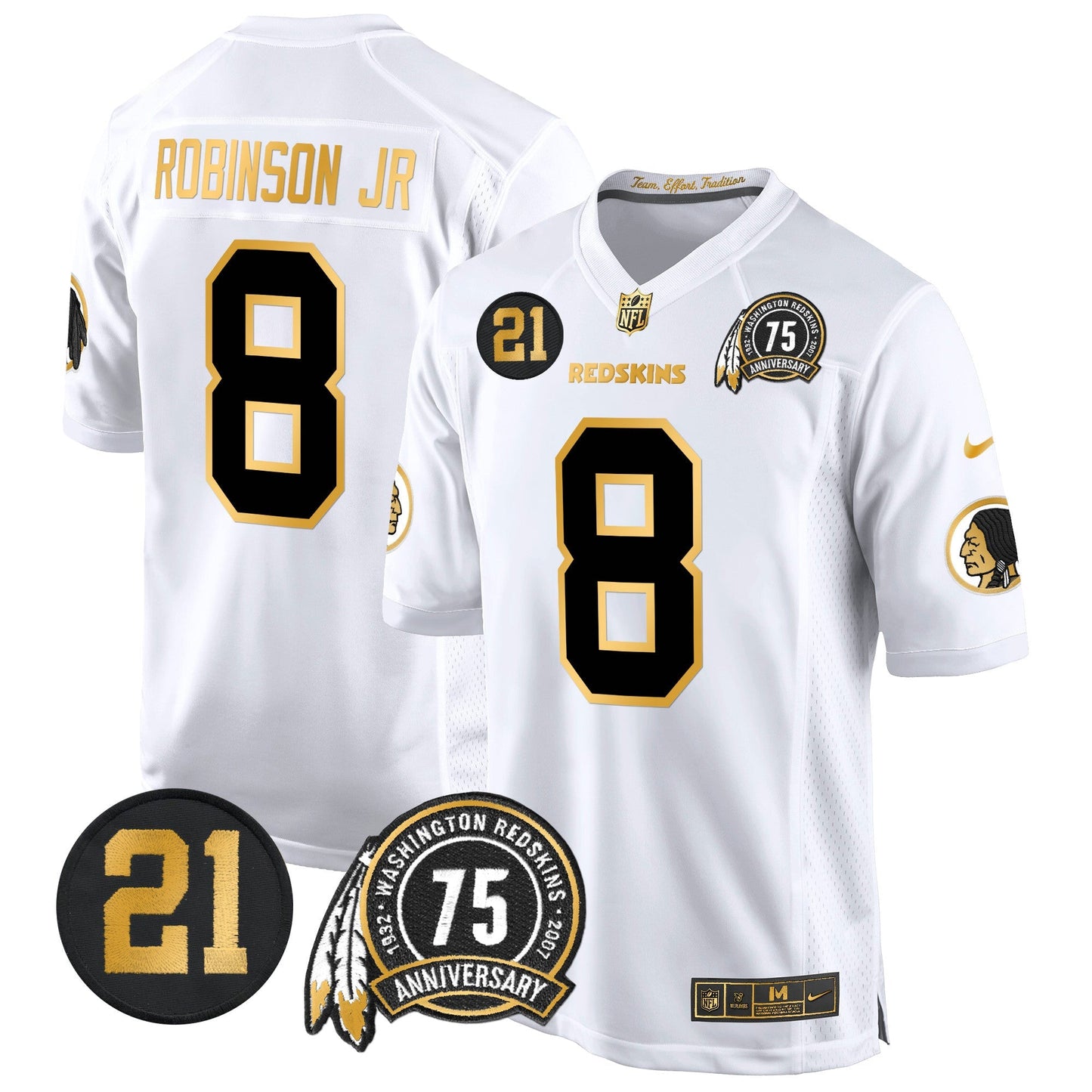 WR 75th & Sean Taylor Patch Gold Game Jersey - All Stitched