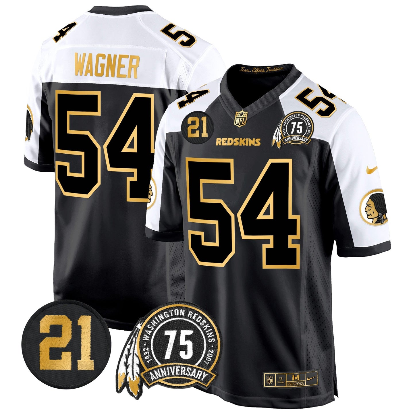 WR 75th & Sean Taylor Patch Gold Game Jersey - All Stitched