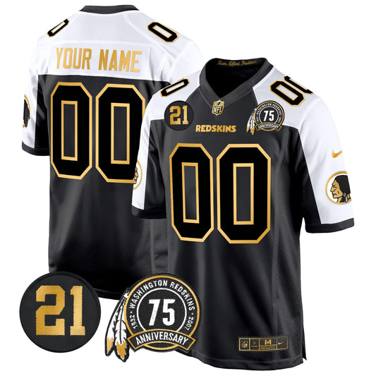 WR 75th & Sean Taylor Patch Gold Game Custom Jersey - All Stitched