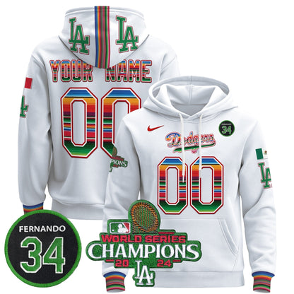 Dodgers Mexico 2024 World Series Champions Custom Pullover Hoodie V2
