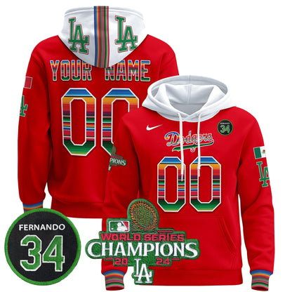 Dodgers Mexico 2024 World Series Champions Custom Pullover Hoodie V2