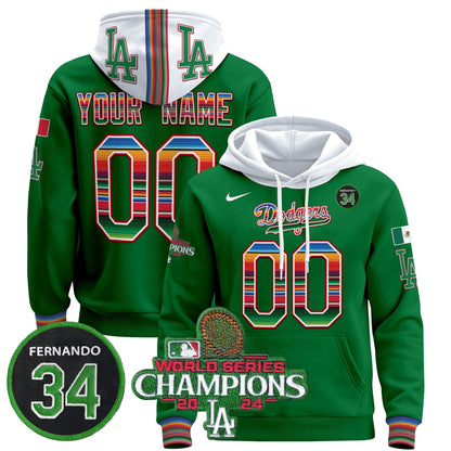 Dodgers Mexico 2024 World Series Champions Custom Pullover Hoodie V2