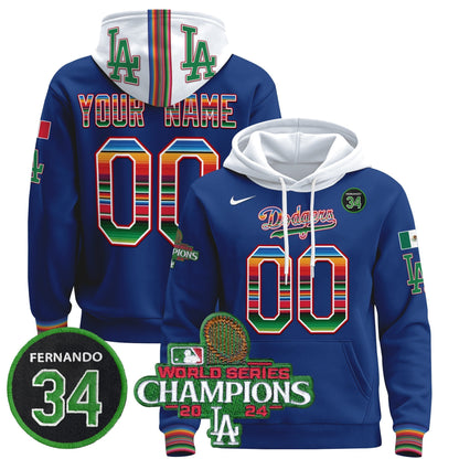 Dodgers Mexico 2024 World Series Champions Custom Pullover Hoodie V2