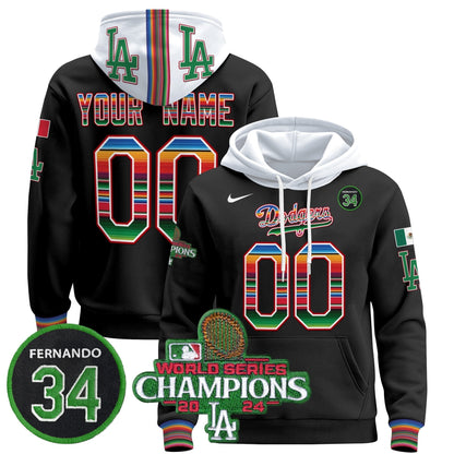 Dodgers Mexico 2024 World Series Champions Custom Pullover Hoodie V2