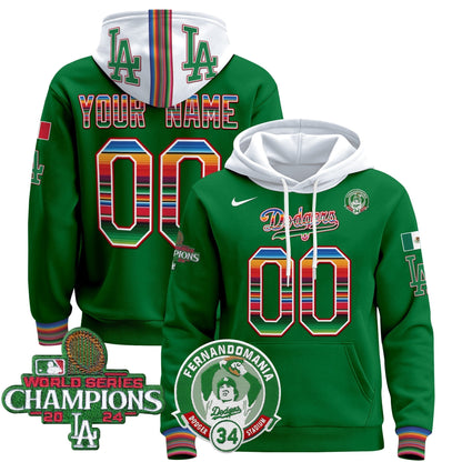 Dodgers Mexico 2024 World Series Champions Custom Pullover Hoodie V3
