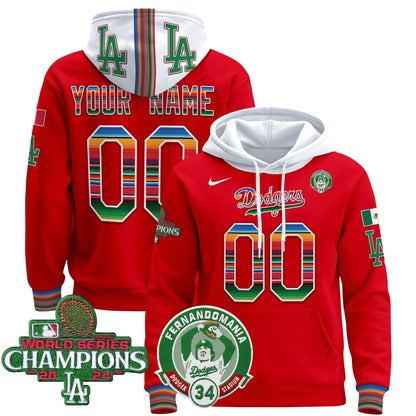 Dodgers Mexico 2024 World Series Champions Custom Pullover Hoodie V3