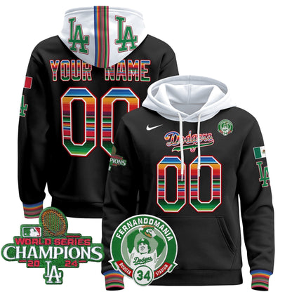 Dodgers Mexico 2024 World Series Champions Custom Pullover Hoodie V3