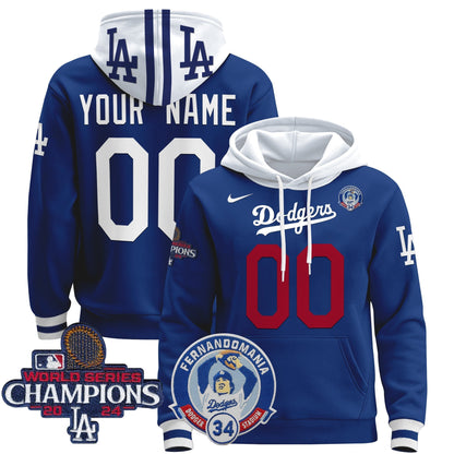 Dodgers Fernando & 2024 World Series Champions Patch Custom Pullover Hoodie