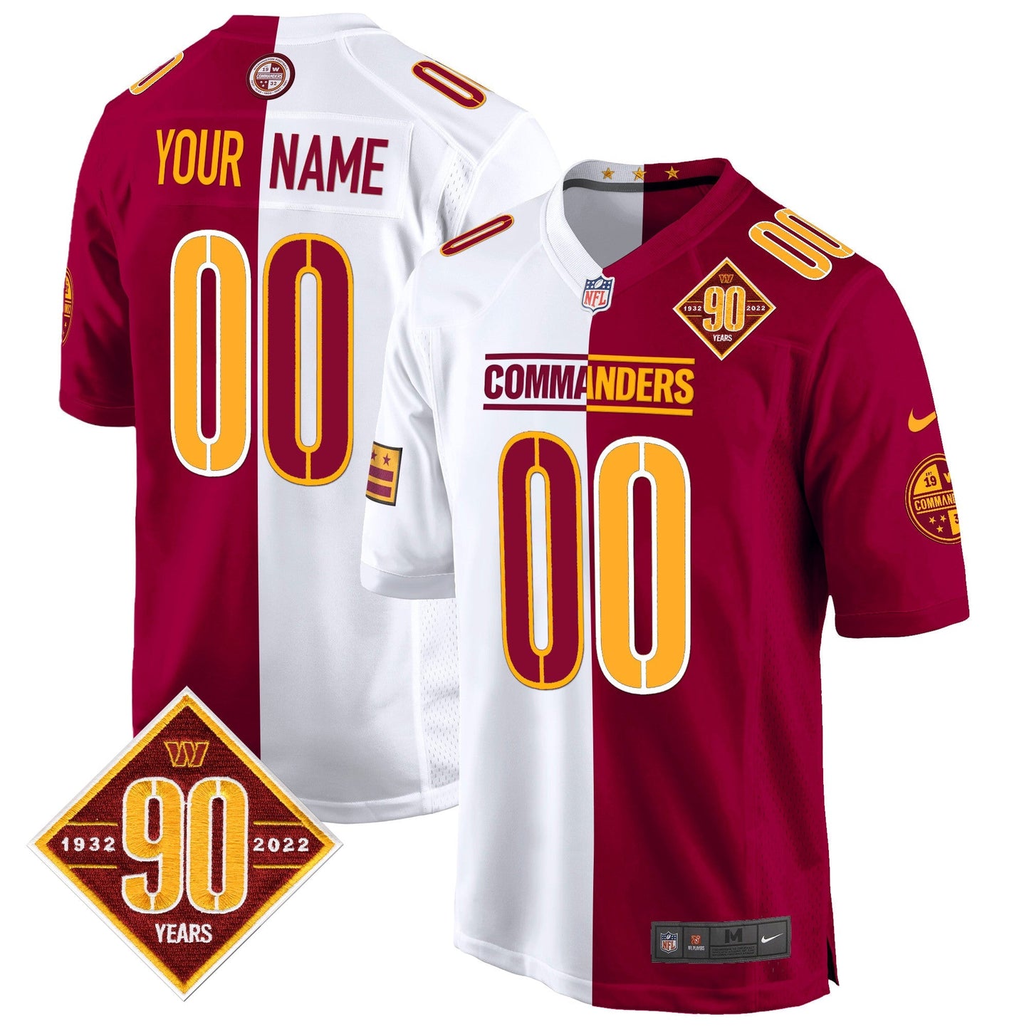 WAS 90th Anniversary Patch Game Custom Jersey - All Stitched