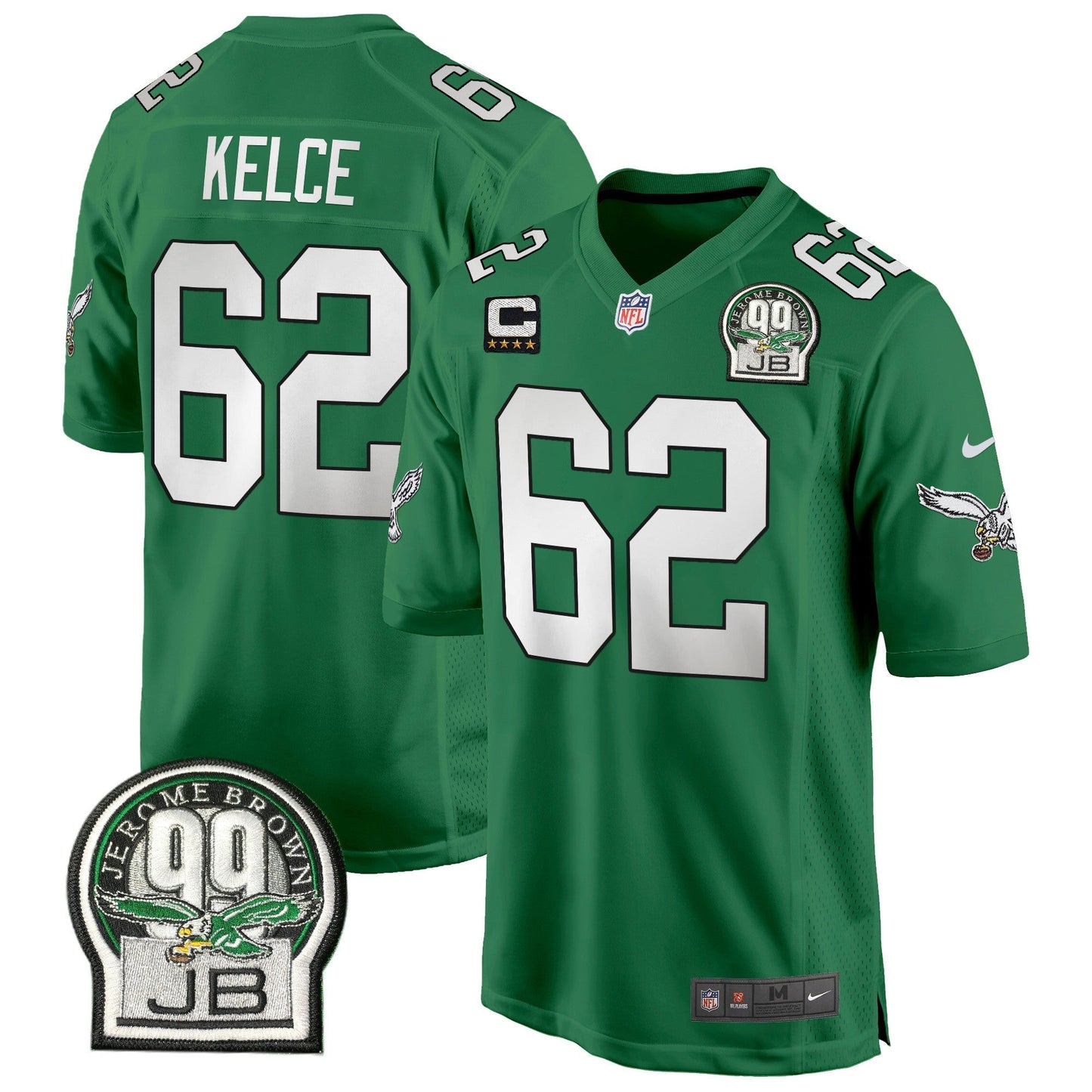 Eagles Jerome Brown Patch Kelly Green Alternate Game Jersey - All Stitched